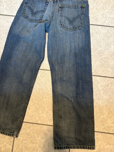 Levis 569 Boys 14 Reg 27x27 100% Cotton Whisker Faded Blue Loose Straight Jeans - Picture 9 of 14