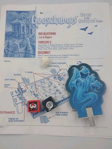 Goosebumps Terror in the Graveyard Game Replacement Parts Dice Skull Manual Ghos - Picture 2 of 2