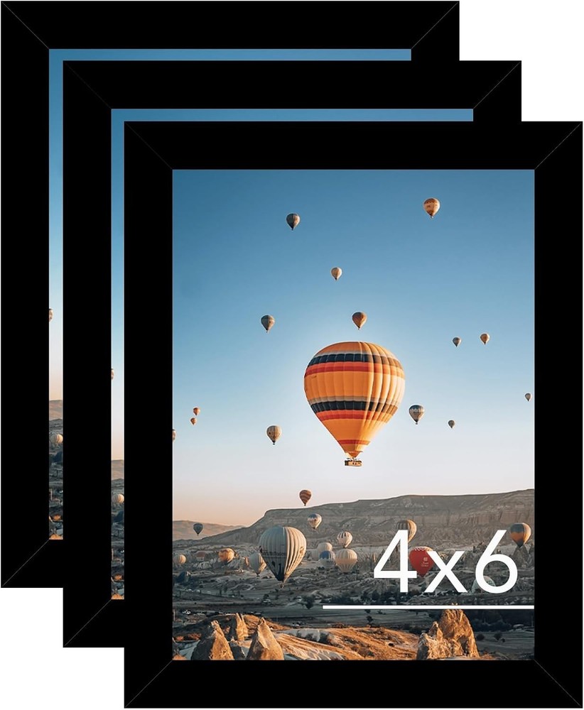 4X6 Picture Frame Set of 3 Photo Frames for 4X6 Pictures Wall Gallery Black 4X6