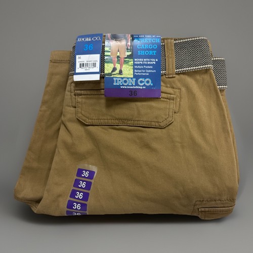 IRON CO Flex Waist D Ring Belted Twill Cargo Shorts Desert Camel Sz 36 10” L New - Picture 4 of 4