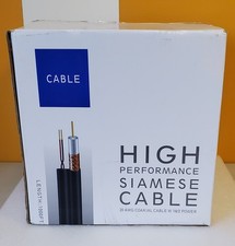 RG59 Siamese Coaxial Cable 350FT 20 AWG 18/2 Power CCTV Camera Wire Black NEW 