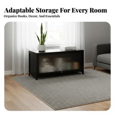 Sleek-Profile Slatted Credenza Spacious Storage for Bedroom, Entertainment Area