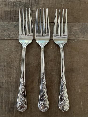 Reed & Barton Queens Garden Dessertgabeln / 3 Edelstahl