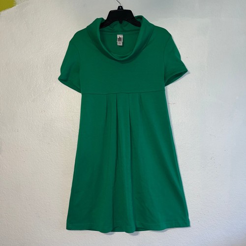 Sunhee Damen Grün Größe 6 Kurzarm Kleid mit Wasserfallausschnitt Retro