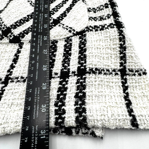 SLINKY BRAND Women's XL White Black Plaid Shiny Knit Cape Open Cardigan Sweater - Bild 8 von 9