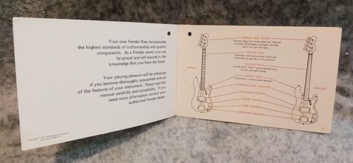 Fender Precision Bass 1975 manual del propietario y tarjeta de garantía impecable - Imagen 4 de 11