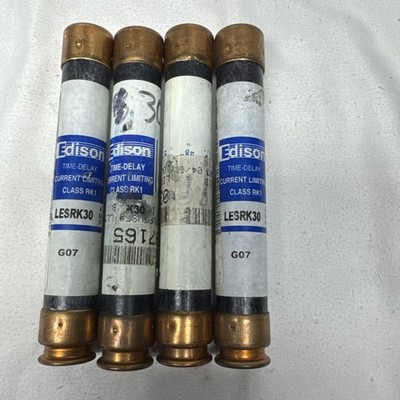 LOT of 4 Edison LESRK30 30 Amp 600V Time Delay Fuse 30A LES-RK-30