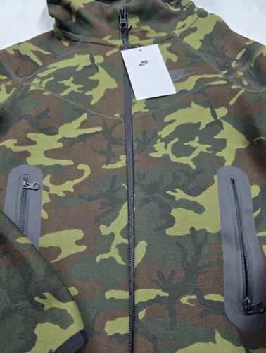 Nike Tech Fleece Youth Full Zip Jacket Kids Green Black Camo Windrunner Boys Sm - Picture 5 of 12