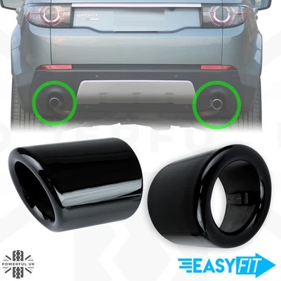 2 Exhaust tips upgrade Gloss Black for Land Rover Discovery Sport tailpipe - Image 1 of 4