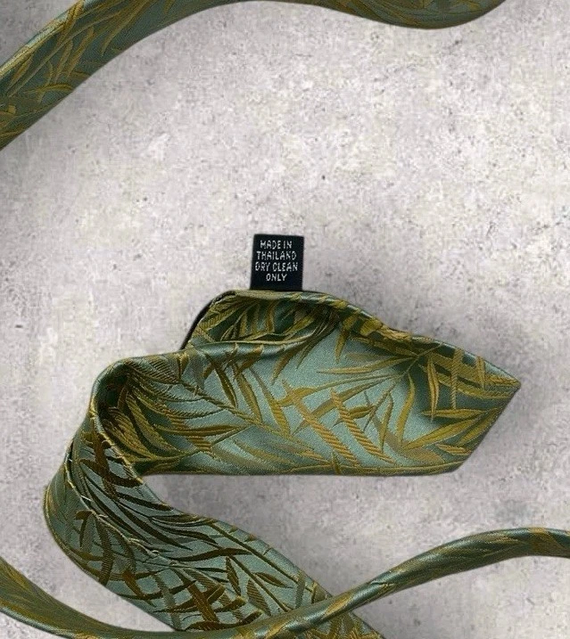 Corbata de hombre Jim Thompson 100 % seda LUJO corbata verde dorado trigo con:3,8" Foto 3 de 4