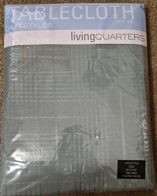 New Tablecloth LIVING QUARTERS Lifestyles Sage Oblong 60x140 Soil Release NIP