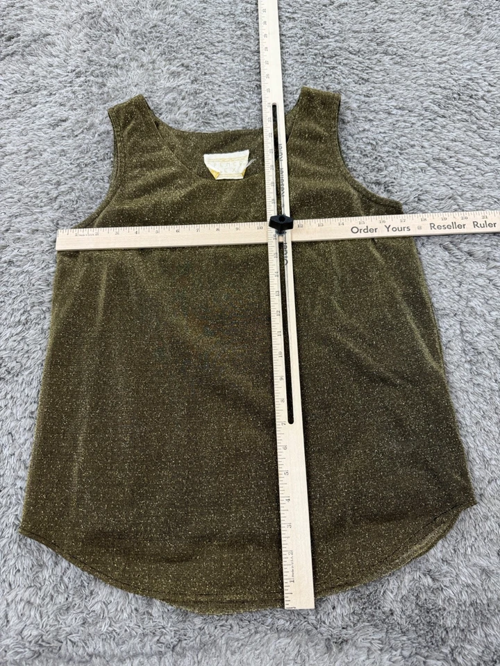 Camiseta sin mangas Spencer Alexis para mujer pequeña verde salvia metálica forrada brillante de colección Foto 3 de 4