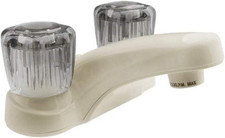 DF-PL700S-BQ RV Bathroom Faucet with Smoked Acrylic Knobs Bisque Parchment 