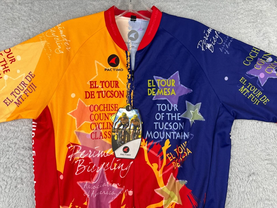 Pactimo Cycling Jersey Adult Small Blue Red El Tour De Tucson 1/2 Zip Poly NEW - Image 4 of 4