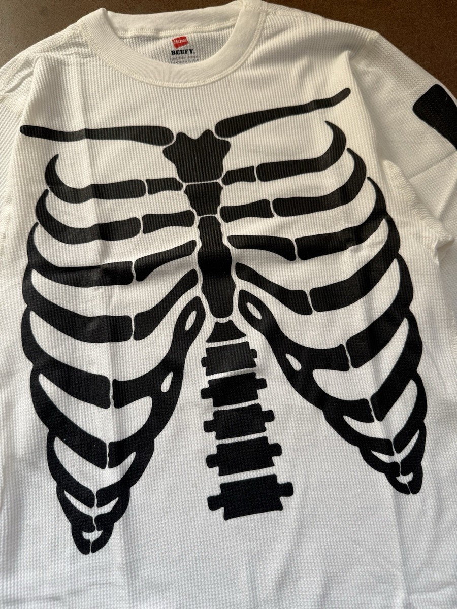 Supreme x Hanes FW21 Skeleton Bone Thermal Shirt Waffle Crew White