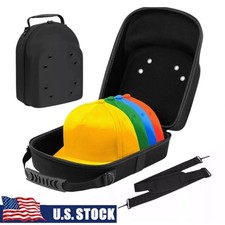 Baseball Cap Carrier Hat Box Travel Case for Hats Caps Fits 6 Hats Black Zipper.