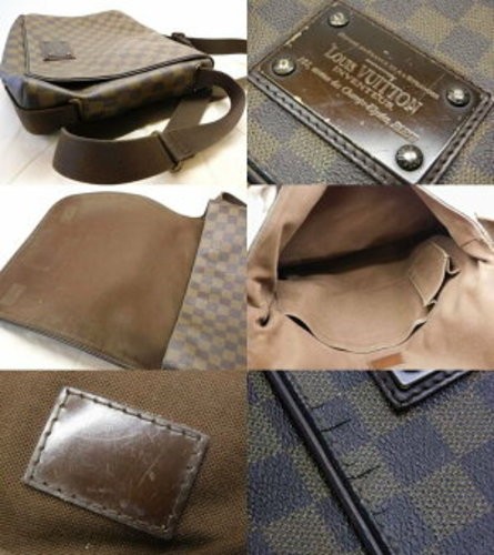 Louis Vuitton Damier Brooklyn MM Shoulder Bag N51211 SR3088 Brown Canvas Unisex - Picture 4 of 6