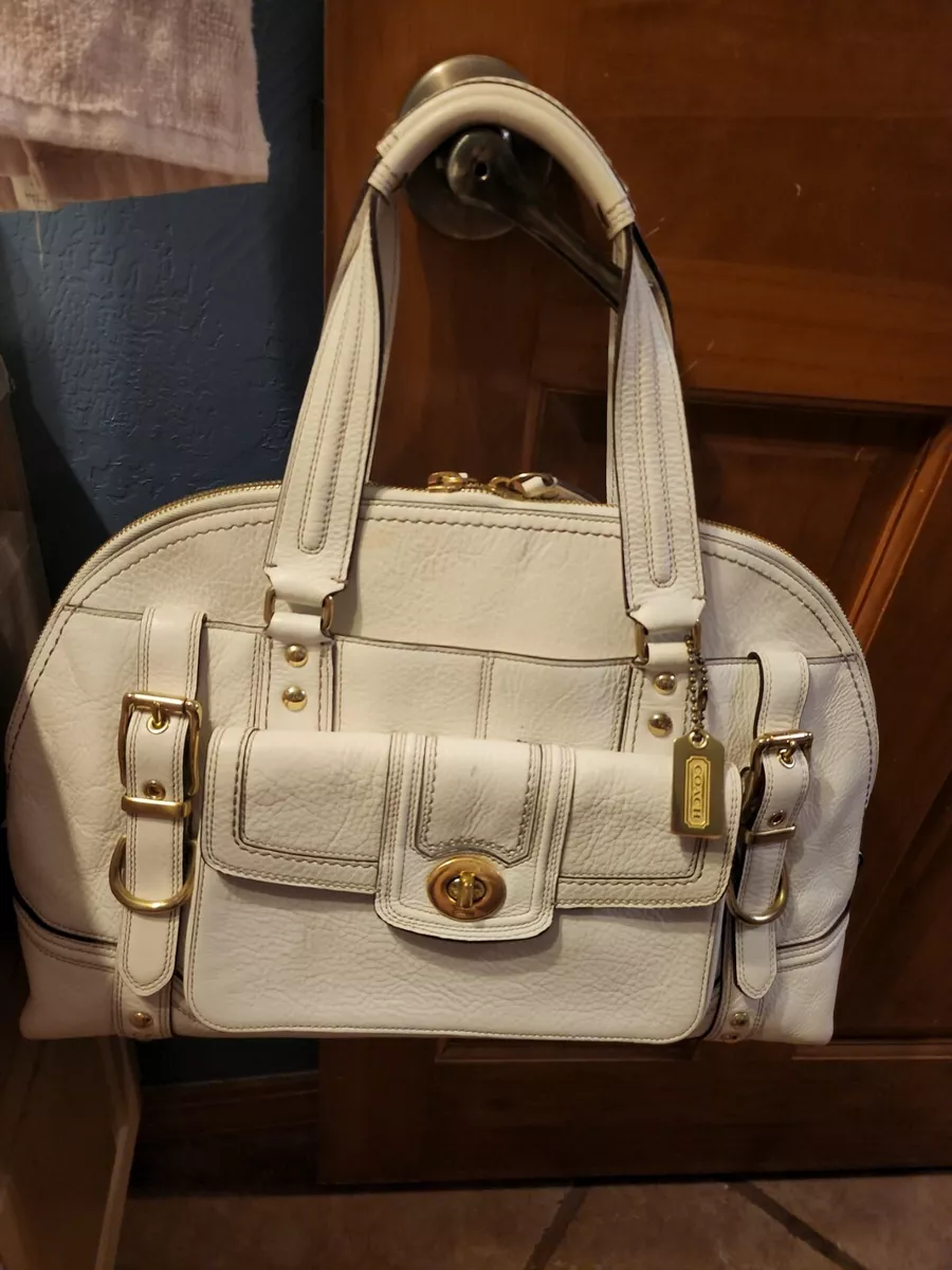 Vintage Coach 11085 Large White Leather Hampton Miranda Satchel Bag RARE