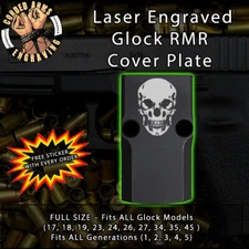 Skull - Laser Engraved RMR Cover Plate for Glock 19 17 23