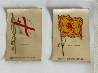 London & Scotland Flags cigarette silks with original backing 1900 s trunk Find