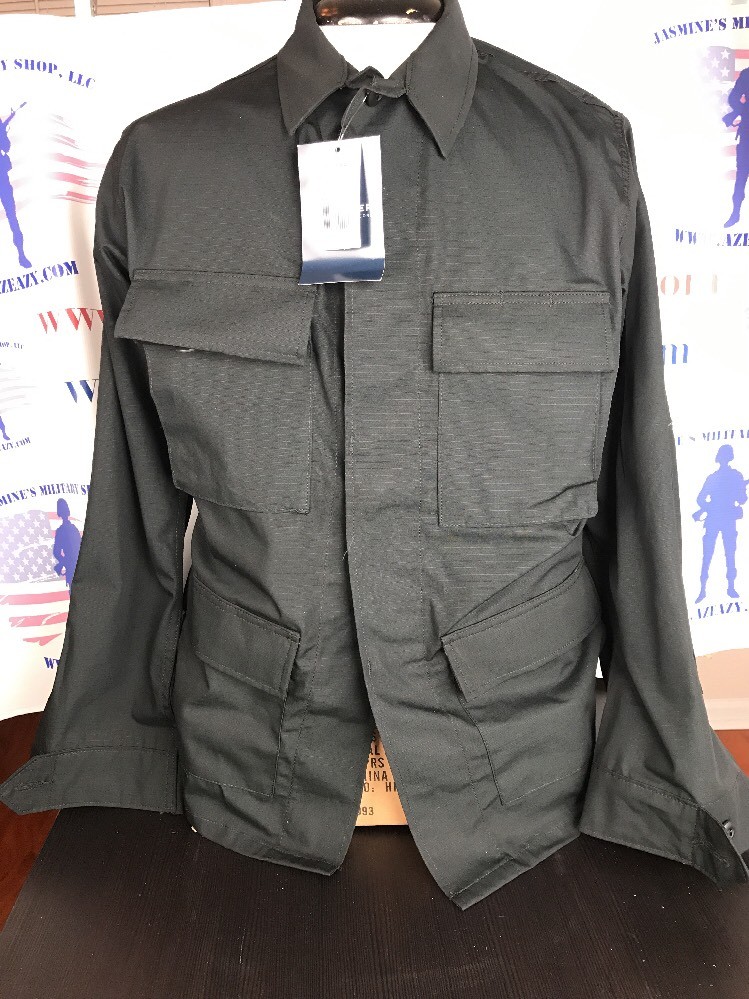 Black BDU Tactical Military Uniform 4-Pocket Coat Shirt