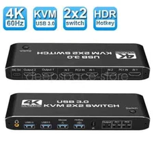 4K Ultra HD USB 3.0 KVM 2X2 Matrix, Model:  K3-1 Extended Display USB KVM Switch