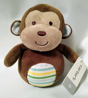 Carters Monkey Wobble Chime Plush Stuffed Baby Toy Lovey New With Tags 7''