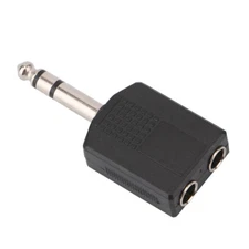 Stereo 6.35mm 1/4" 1 Male Plug to 2Mono Female Jack Audio Splitter Adapter