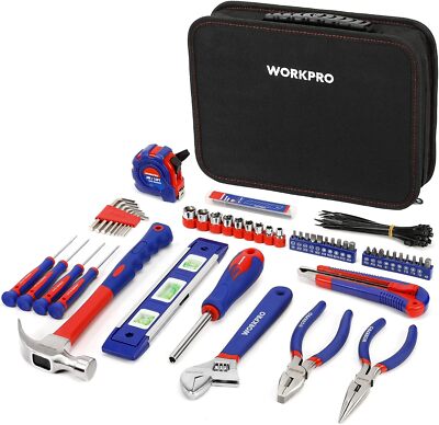 WORKPRO Home Tool Kit 100Piece Kitchen Drawer Household Hand Tool Set with Pouch