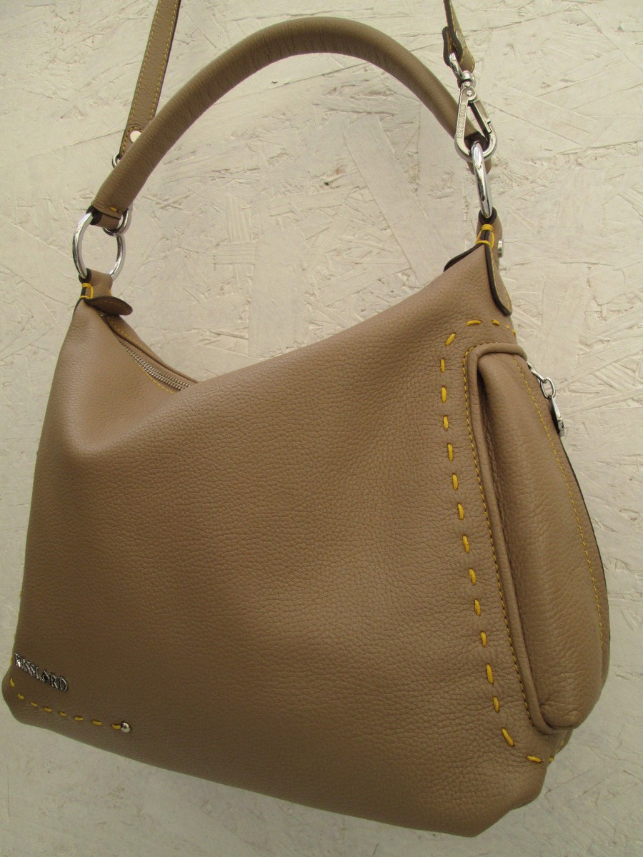 Sac à Main KESSLORD En Cuir Vintage - Bandoulière Ou Porté Main - Couleur Taupe/marron, Parfait état