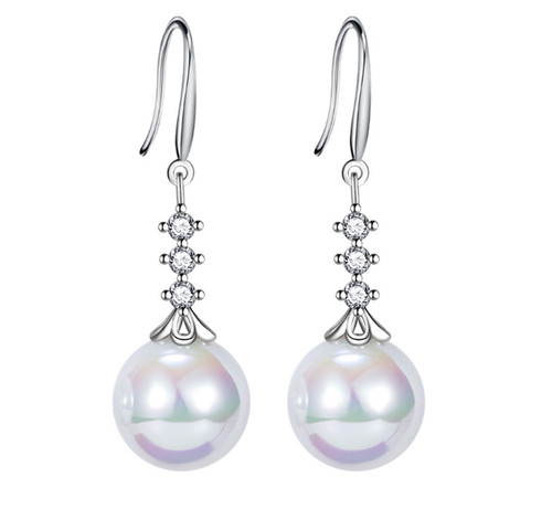 925 Sterling Silver Pearl Drop Dangle Hook Earrings Womens Jewellery Gift New UK