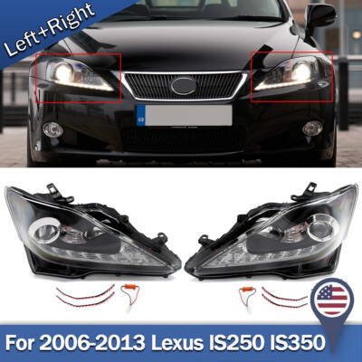 LEXUS IS250 中期 純正ヘッドライト⭐中古⭐左右セット⭐程度良好❗ 2x For 2006-2013 Lexus IS250 IS350 Left+Right LED DRL Projector