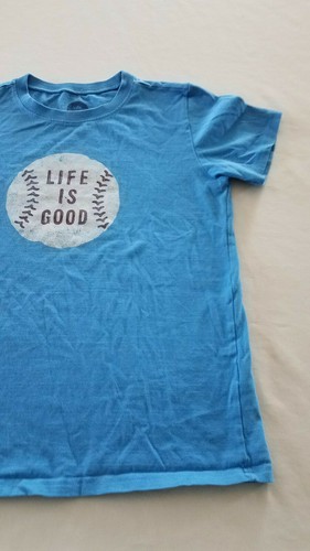 BOYS LIFE IS GOOD Baseball COTTON XLARGE XL 12-14 Blue Short Sleeve TShirt - Picture 3 of 9