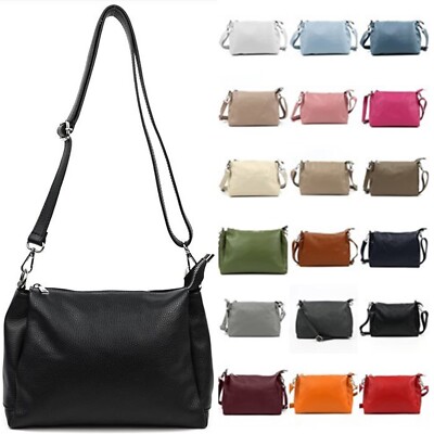 ITALY echt LEDER Schultertasche Damentasche Umhängetasche Crossbag 4006
