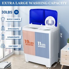 30LBS Twin Tub Portable Washing Machine Mini ...