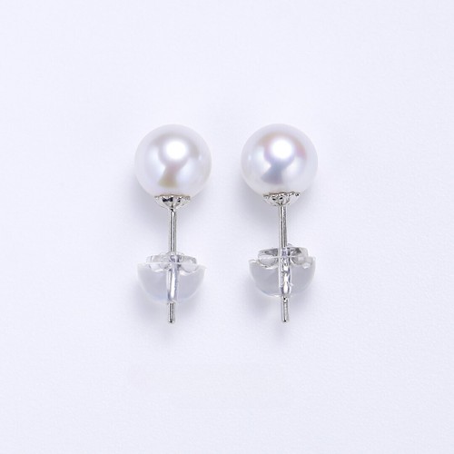 Flawless 6-7mm Freshwater Pearl AAA Grade Akoya Perfect Round 925S Earring Stud - Picture 3 of 4