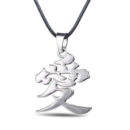 NARUTO NECKLACE Gaara Love Kanji Symbol Pendant Sasuke Itachi Kunai Ninja Anime - Afbeelding 1 van 4