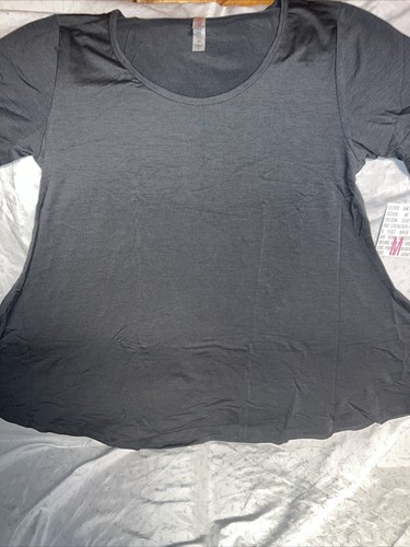 Camisa túnica completa Lularoe Perfect T mediana 12-18 azul liso/gris M nueva retirada ❤️ - Imagen 9 de 12