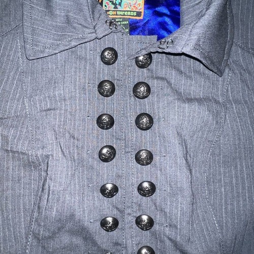 2 Old Hippies Utility Jacket Womens Medium Grey Military Grunge Goth Hippie Silk - Picture 3 of 8