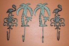 Gift For Him Tropical Towel Hooks Bronze Look Cast Iron - Tropical Decor - 4 pcs