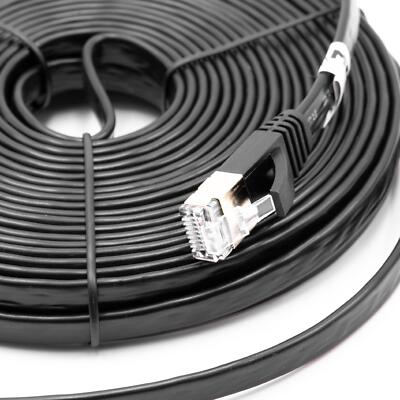 10m Ethernet- Lan- Netzwerkkabel Cat7, Flach Patchkabel schwarz