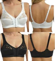 Ladies Marlon Bra Front Fastening Soft Cup Non Wired Bra Black or White 34-48