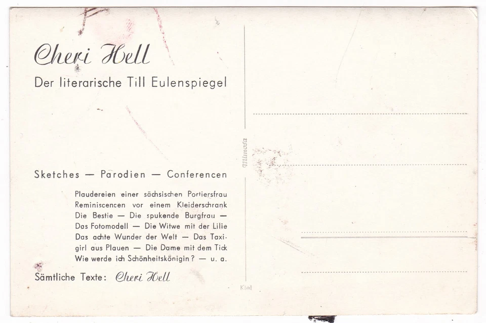 AK Künstler Varieté Theater Cheri Hell Der literarische Till Eulenspiegel Sketch - Bild 2 von 2