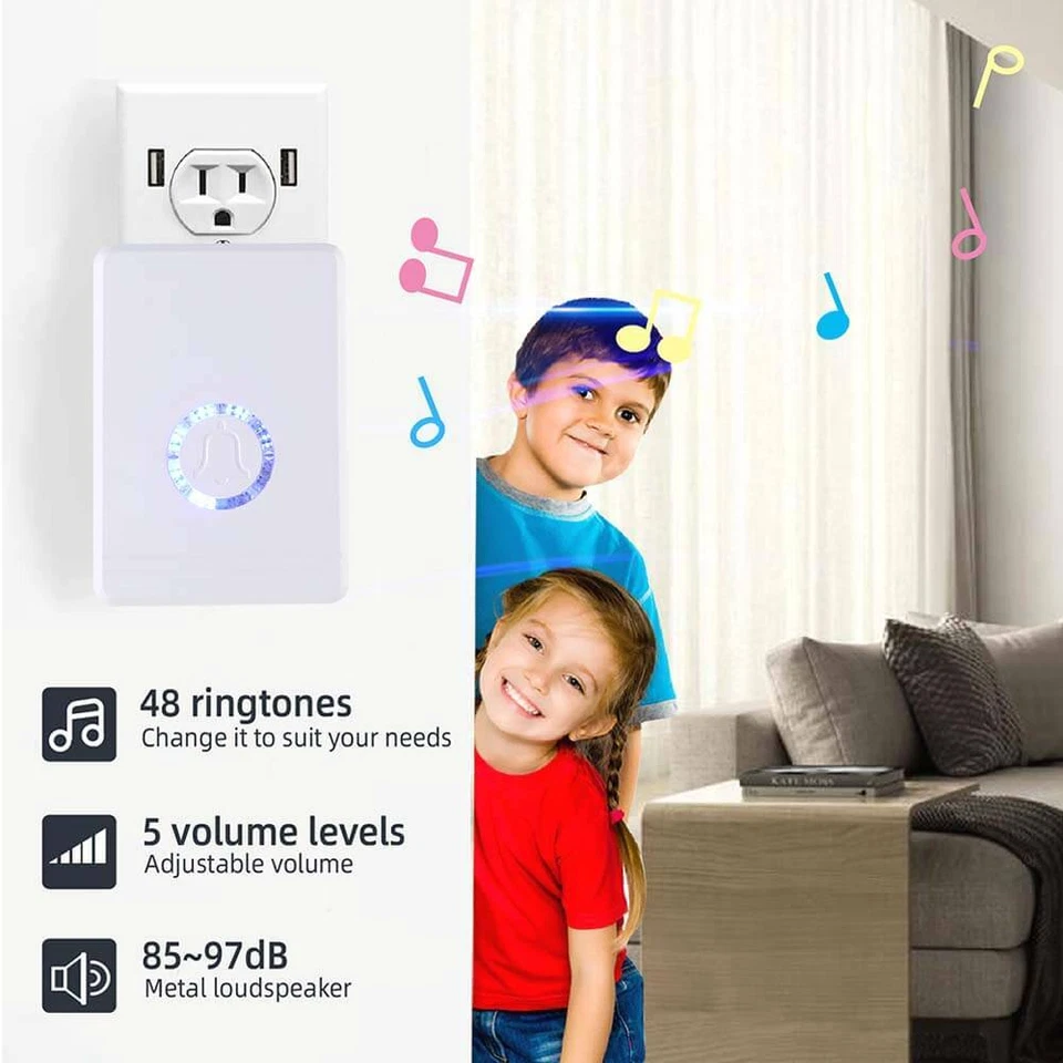 Door Open Sensor Chime Magnetic Sensor Alarm 48 Chime Wireless for Home Security - Image 2 of 4