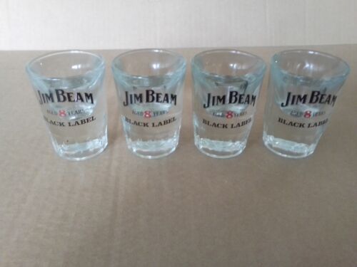 4 X JIM BEAM BLACK LABEL COLLECTABLE SHOT GLASSES - Picture 1 of 1