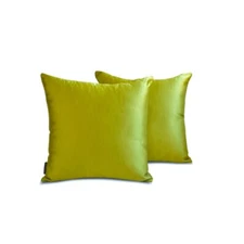 Chartreuse Satin Solid Set of 2, Throw Pillow Cover - Chartreuse Slub Satin