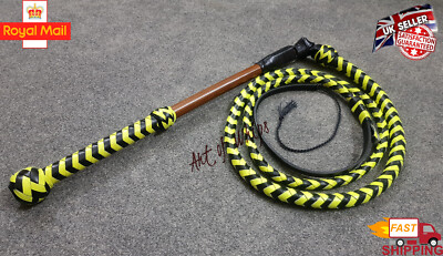 Hellgrün & schwarz Leder Stockpeitsche 5 Fuß 12 Zöpfe Erwachsene Cowboy Bullpeitsche