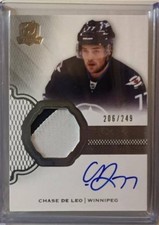 2016-17 The Cup #158 Chase De Leo Auto Patch RPA /249 RC Winnipeg Jets
