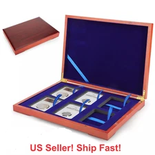 Solid Wood Display Storage Box Case for 6 Certified Coin Holder Slab PCGS or NGC