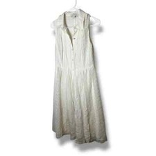 Diane von Furstenberg Off White Silk Lace Button Down Fit and Flare Dress Size 8